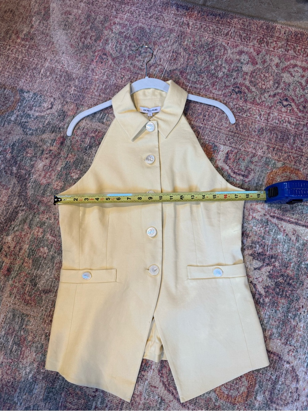 Veronica Beard Sleeveless Collared Button-Front Light Yellow Vest Shirt w/ Tags - Picture 14 of 14